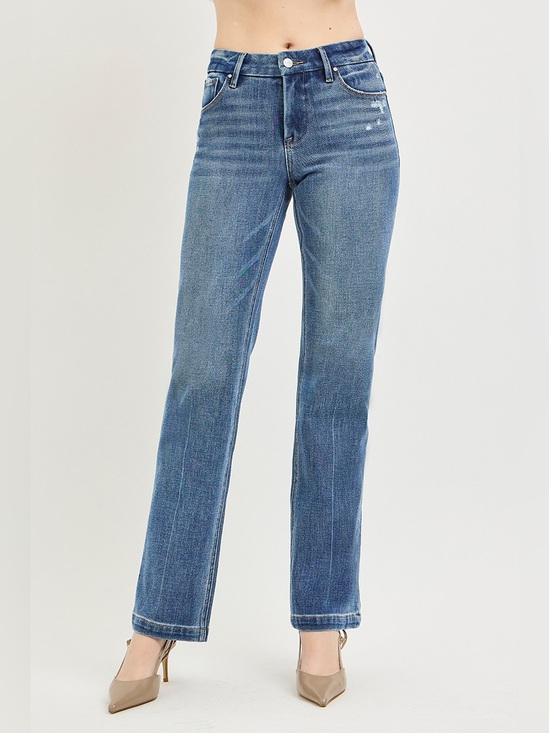 Risen Jeans Denim - RISEN Tummy Control 4way Stretch Mid Rise Straight Crease Line